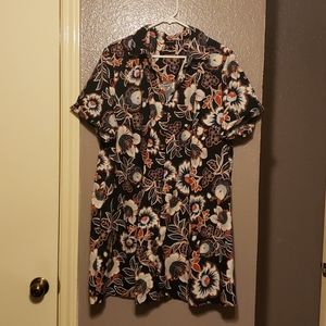 Retro print trapeze dress